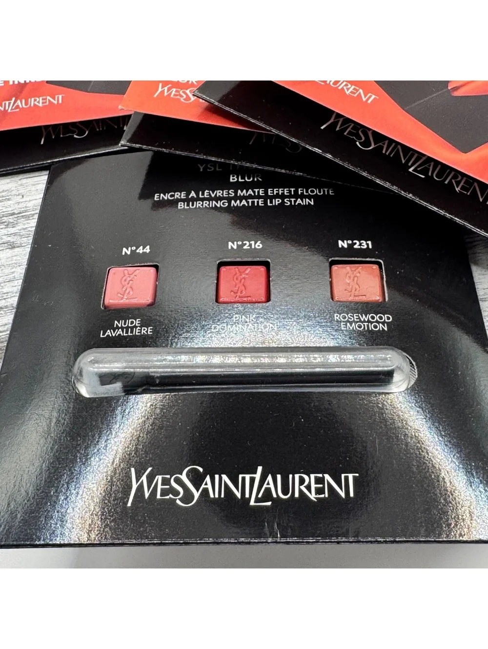 4 X YSL Beauty The Inks Blur 3 Liquid Lipstick Lip Stain Samples Lip Brush Set